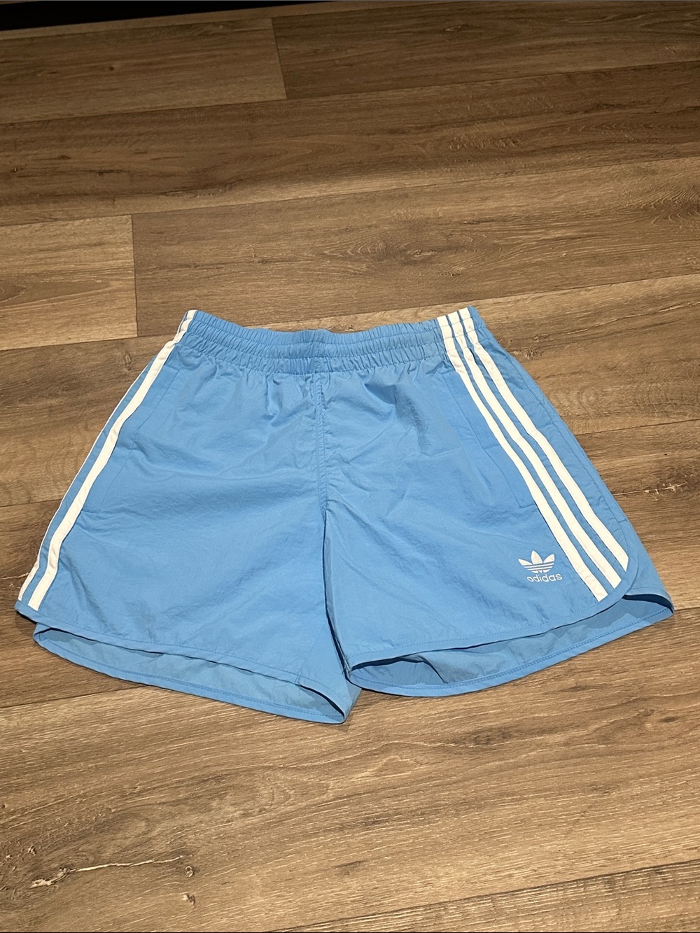 adidas Light Blue 3-Stripe Athletic Shorts